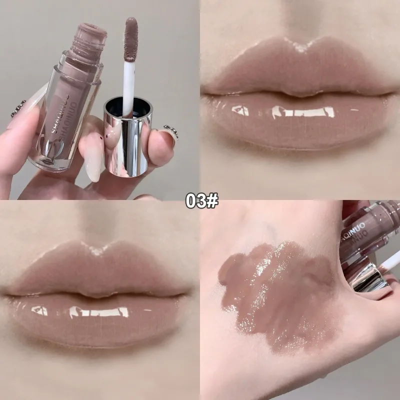 NEW Water Glazed Mirror Lip Gloss Makeup Crystal Nude Jelly Moisturizing Lip Glaze Long Lasting Black Liquid Lipstick Cosmetics — image 9
