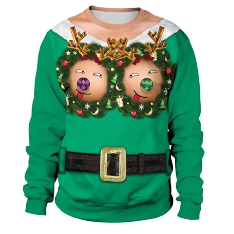 Sjov juletrøje Mænd Kvinder Pullover Xmas Sweatshirt Grim grafisk Y2k Sweatshirts til feriefest Løst herretøj — image 17