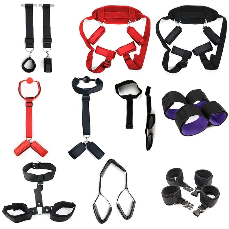 Bdsm Bondage Set Restraint Adult Game Handcuff Neck Collar Wrist Mouth Gag Strap Fetish SM Sex Toy For Woman Couples No Vibrator — image 1
