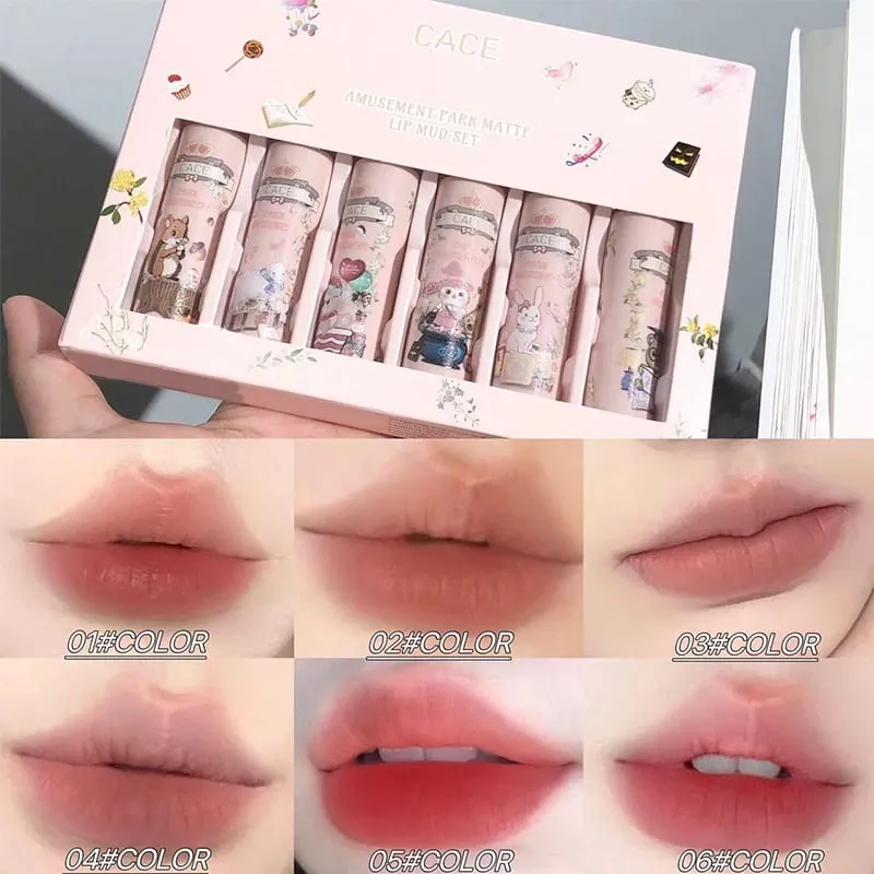 6 Colors Matte Liquid Lipstick Makeup Sets Waterproof Sexy Red Nude Lipgloss Long Lasting Lip Mud Cosmetic Kits Lip Stain