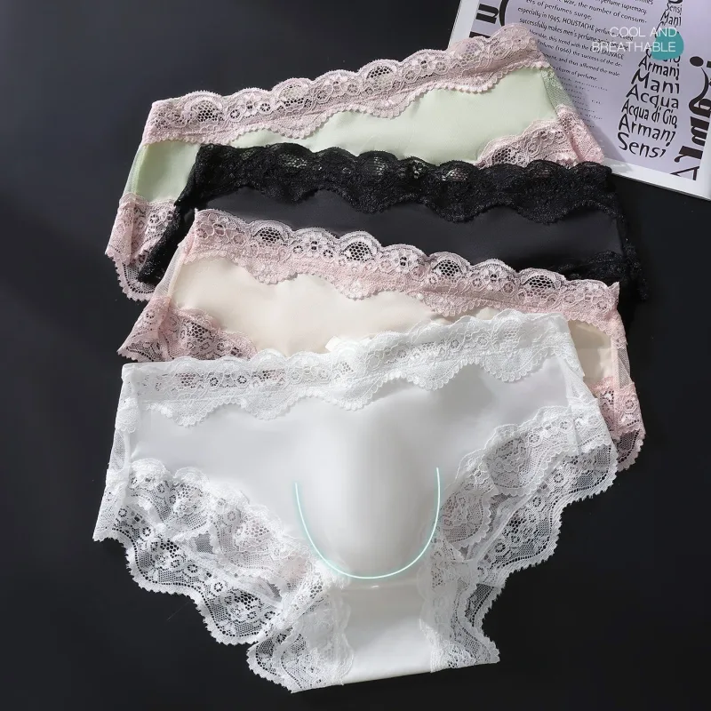 ผู้ชายสามเหลี่ยมกางเกงลูกไม้ Trim ผีเสื้อดอกไม้รูปแบบบาง Super สบาย U Bulge POUCH Breathable โปร่งใส Underwe — image 3