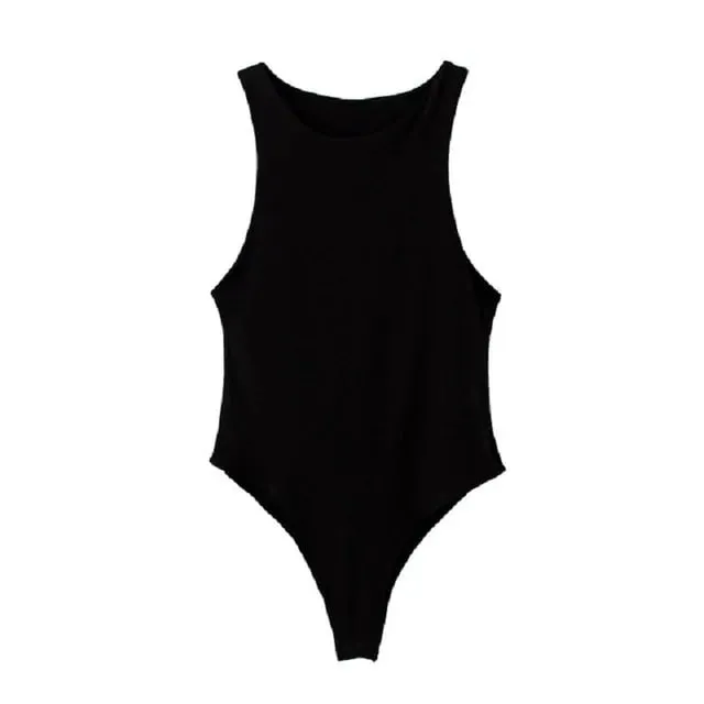 Sexy Sleeveless Bodysuits Women Body Streetwear Sheath Crotch Basic Solid Overall Top Forefair Slim Goth Ropa Bodycon one-piece