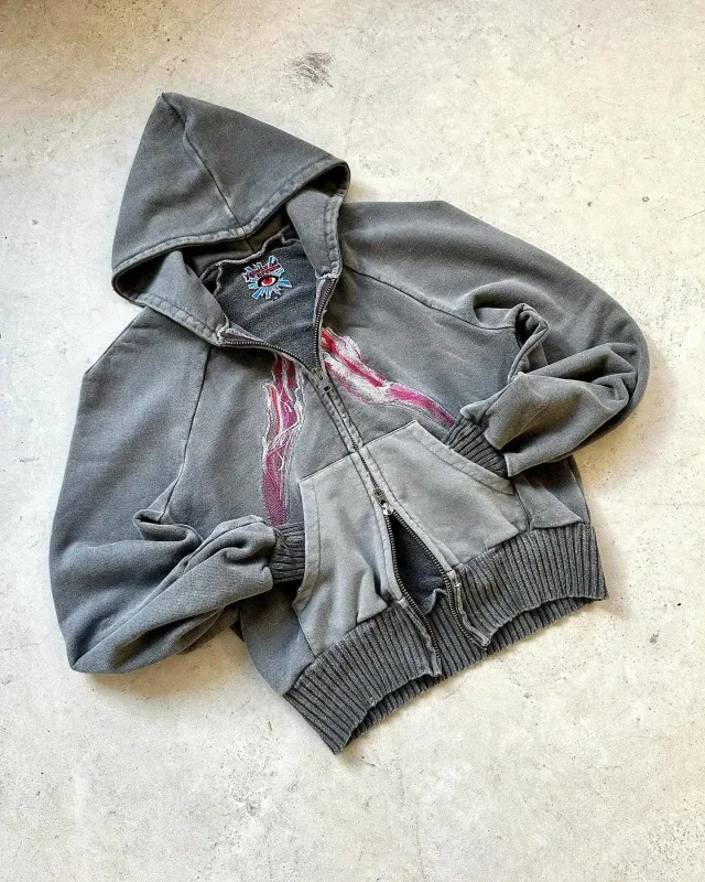 Harajuku Plum Tree Embroidered Oversized Pink Zipper Hoodies For Men and Women Y2K New Gothic Fashion Retro Street Sweatshirts — image 12
