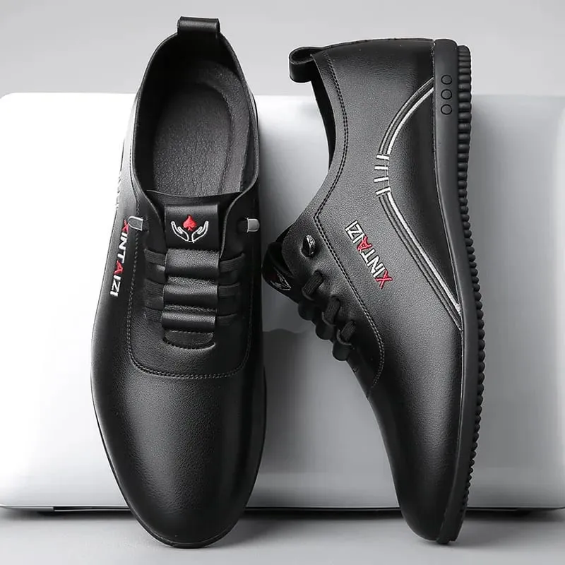2024 casual men leather shoes Versatile Business White footwear Fashion anti slip comfortable loafers male new lightweight flat — image 2