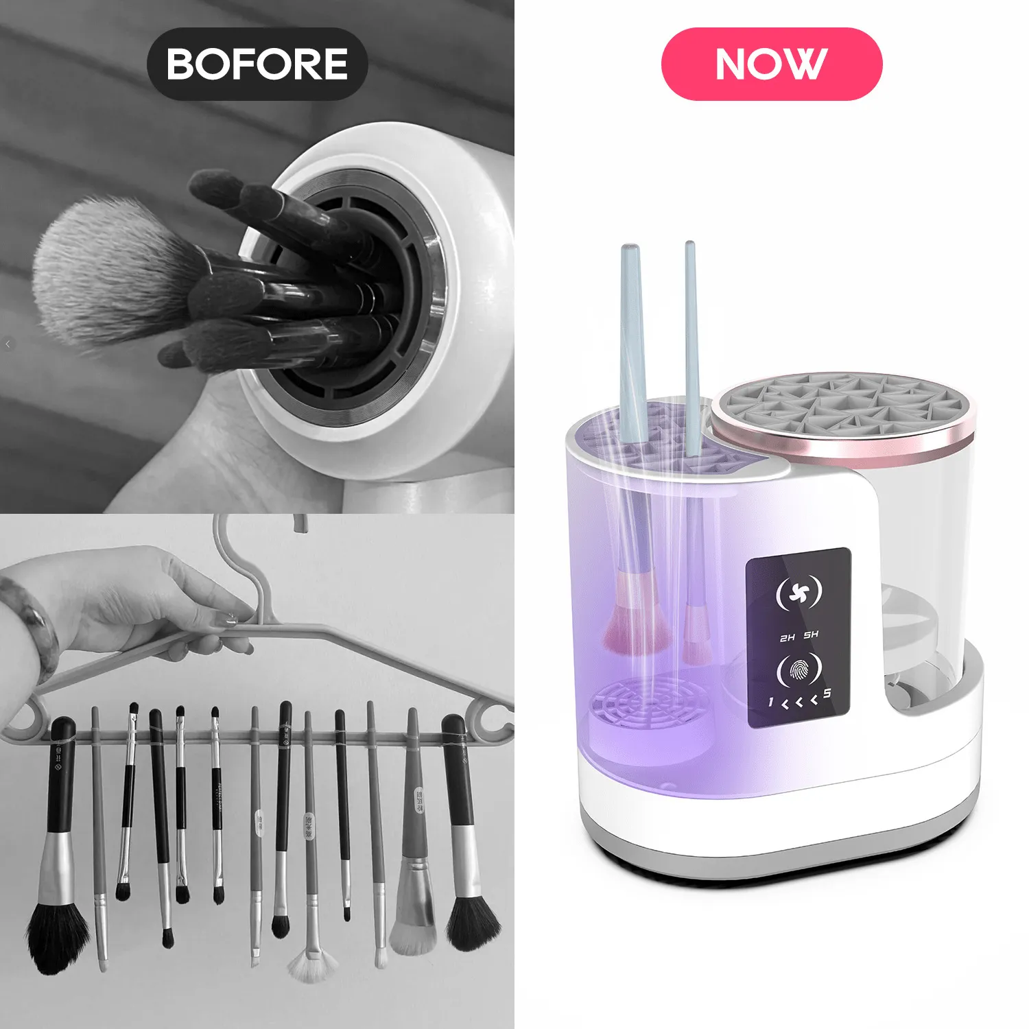 High-end 3 in 1 USB Electric Makeup Brush Cleaner Machine Automatic Cleaning Quick-Drying Tool Cosmetics Brush Washer