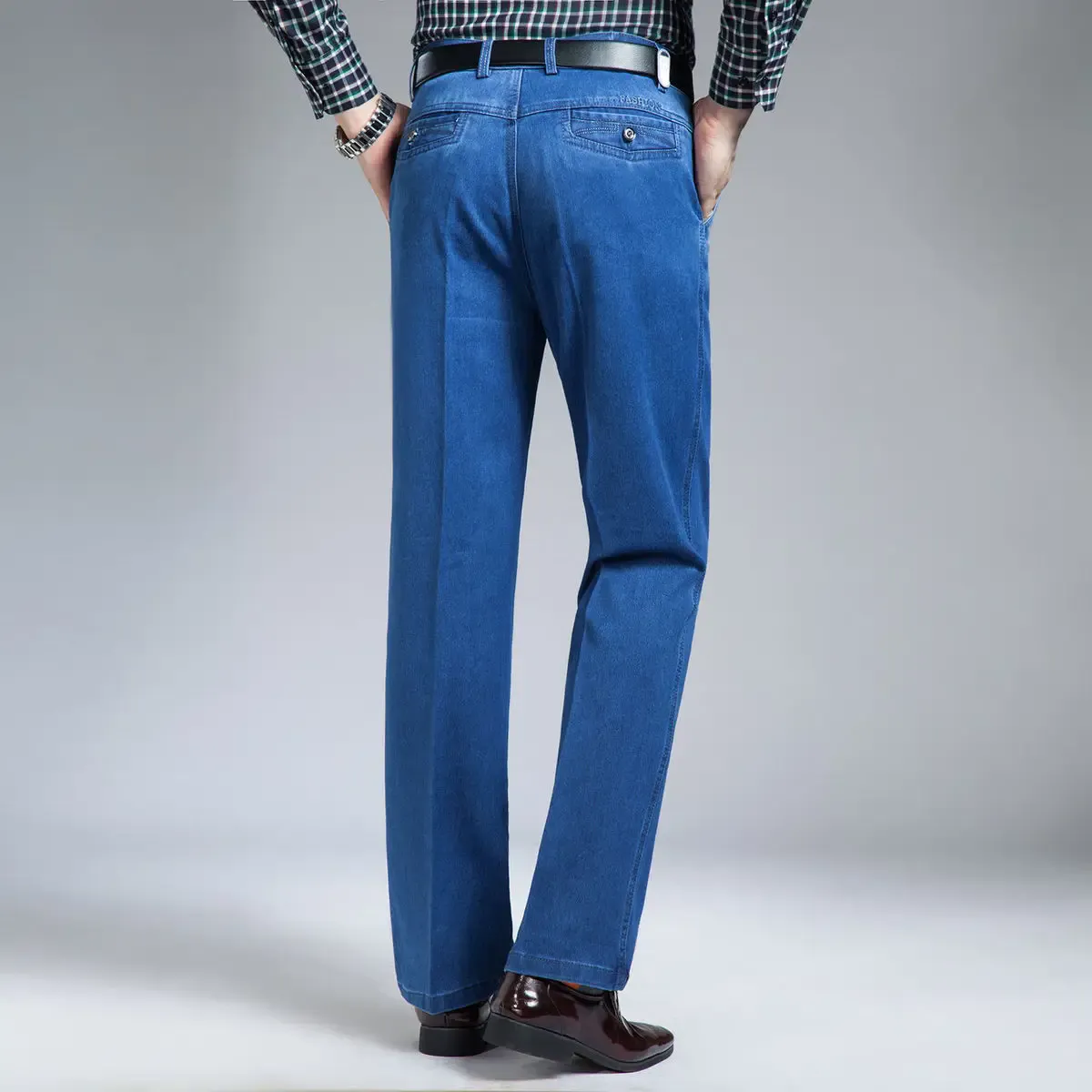 Spring and Summer Middle-aged Jeans High-end Elastic Loose High-waisted Jeans Male Dad Pants Business Jeans — image 5
