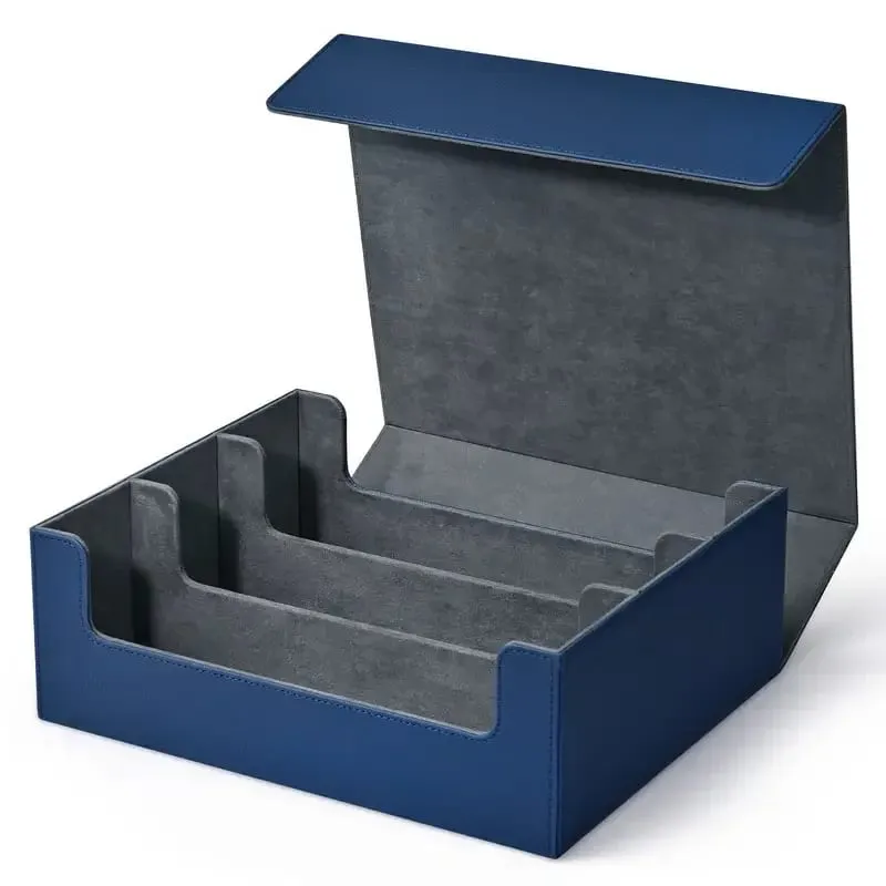 Trading Card Storage Box Can Hold 1800+ Single Decks Magnetic Closure PU Leather Card Box Fits for TCG Yugioh Cards