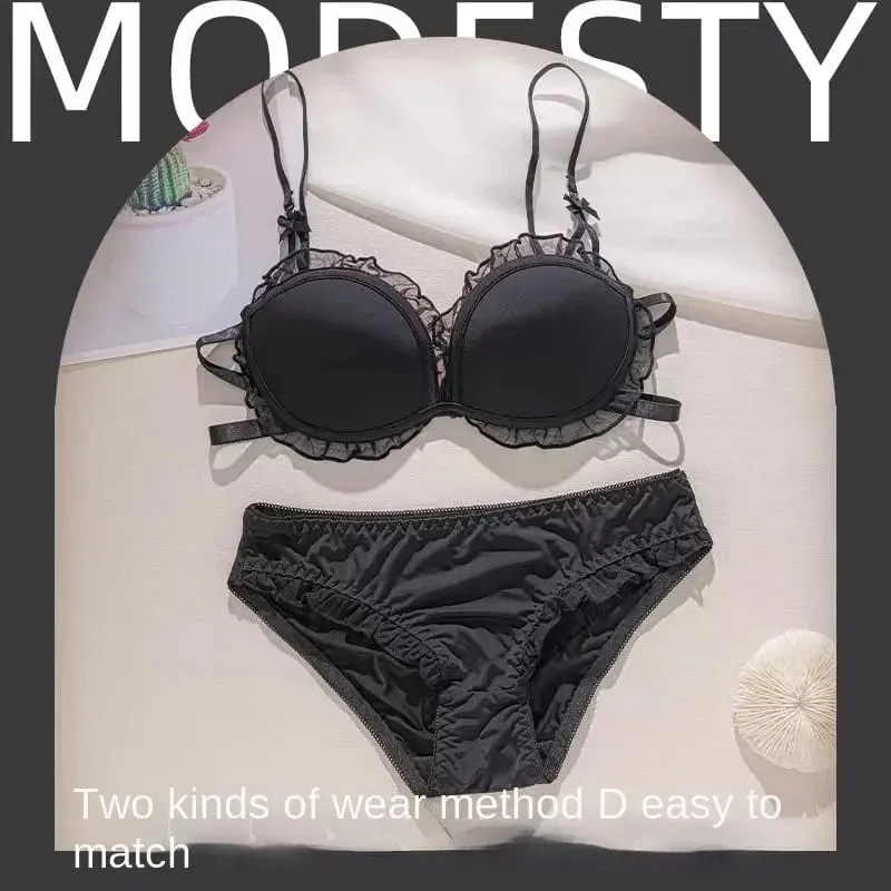 Strawberry 100% Lolita Collection Small Breasts Thin Cartoon Print Underwear Without Wire Back Pure Desire Bra Cover — image 15