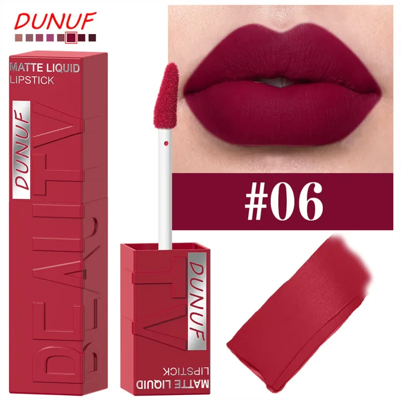 Lip Matte 8-Color Velvet Smooth Easy-to-Apply Square Gloss Tube Waterproof Three-Dimensional Sexy Plumping Lipstick Makeup