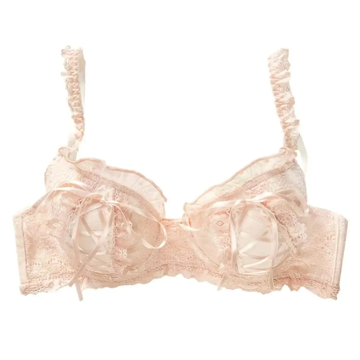 Japanese sweet pure wind lace underwear female small chest gathering anti-sag new girl Lolita bra set — image 3