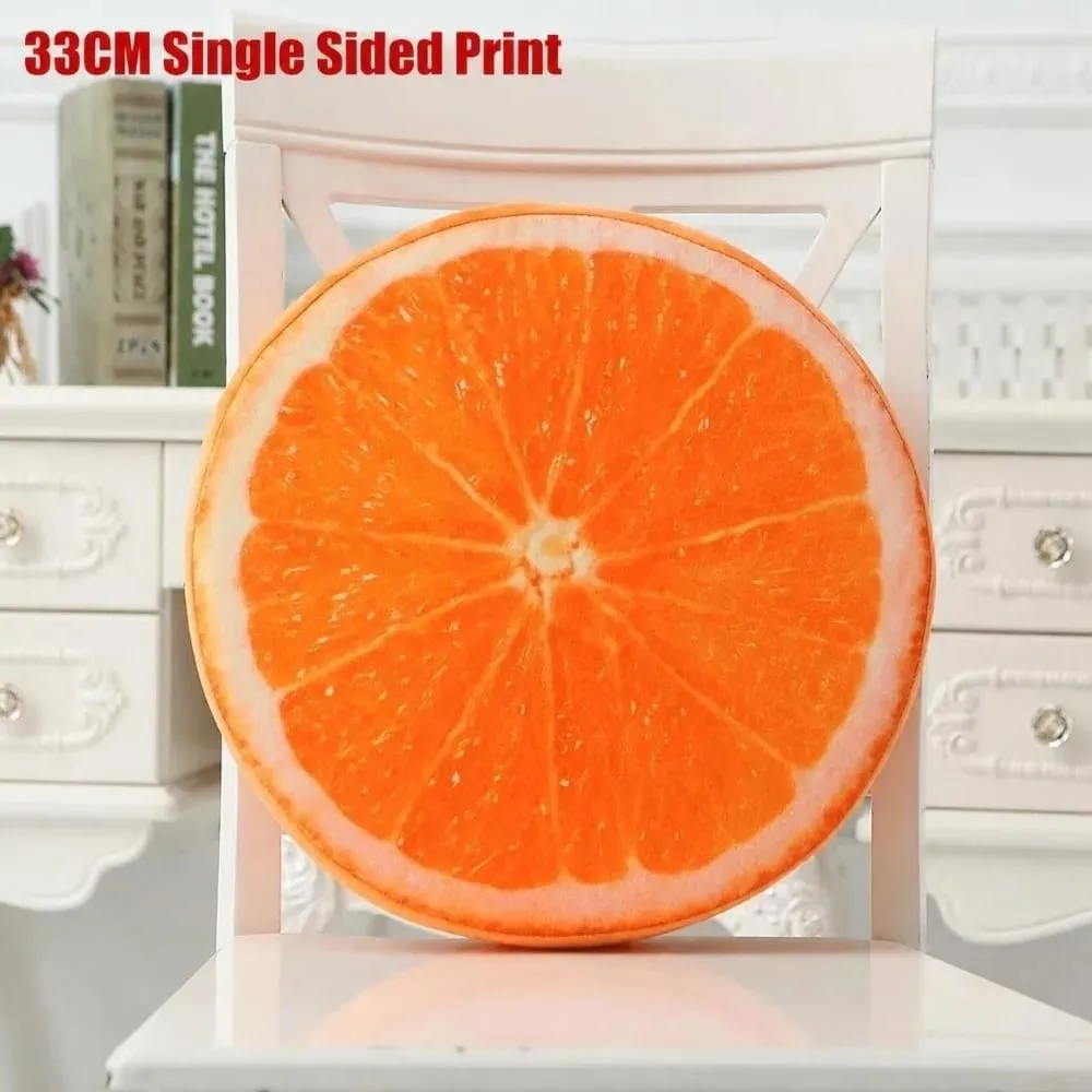 Creative Round Fruit Pillow Fruit Slice Print Simulation Throw Pillow Stuffed Inner Plush Fabric Plush Pillow Office Rest