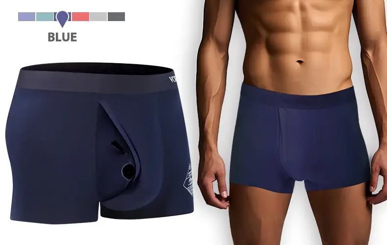 Men's Breathable Underwear Front Open Hole with Adjustable Ring Sheath Boxers Foreskin Long Therapy Enhanced Man Boxers Briefs — image 6
