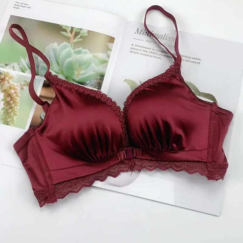Front Closure Push Up Bra Set - Women's Small Bust Lace Underwire Lingerie | Pull Up Lift Sexy Thin Beauty Back Bralette — image 9