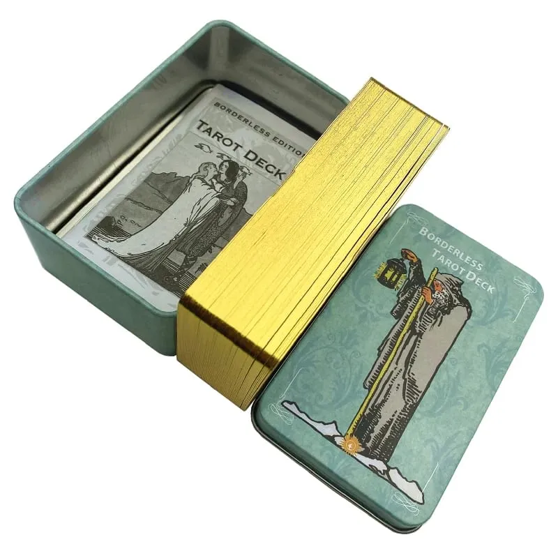 Gilded Borderless Edition Rider Tarot Cards Deck With Paper Guidebook English Vision Classical Divination Board Games — image 5