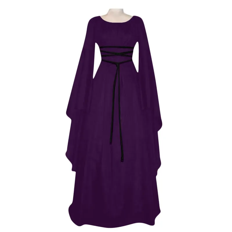 Women Dresses Vintage Medieval Cosplay Costume Ghost Witch Vampire Gothic Dress Halloween Christmas Masquerade Party Dress