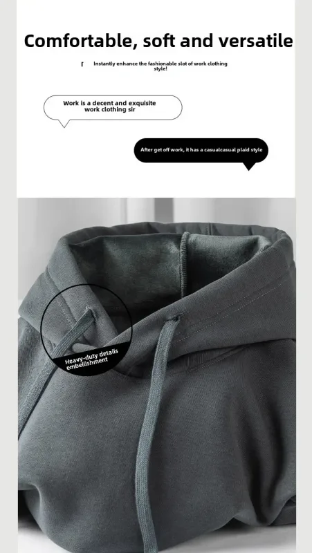 Customized Your Brand Logo DIY Design 600GSM Mens Hoodies High-quality Women Sweatshirt Solid Color Cotton Loose Streetwear — image 17