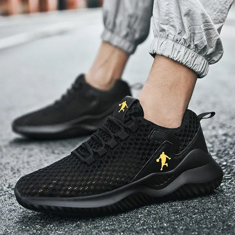 Męskie trampki Jasnobiałe, oddychające buty do biegania dla mężczyzn Siatkowe letnie sznurowane buty do chodzenia na świeżym powietrzu Zapatillas De Deporte — image 6