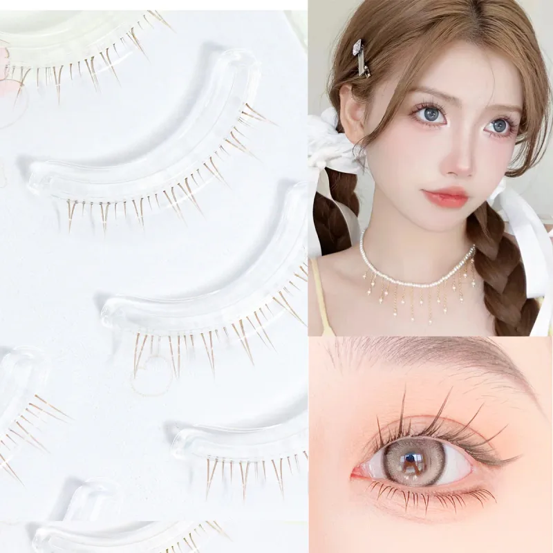 Menglu 4-7mm Brown Under Lashes Little Flame Lower Eyelashes W-41 Natural Short Style Imitation Hand Painting Fake Eye Lashes — image 5