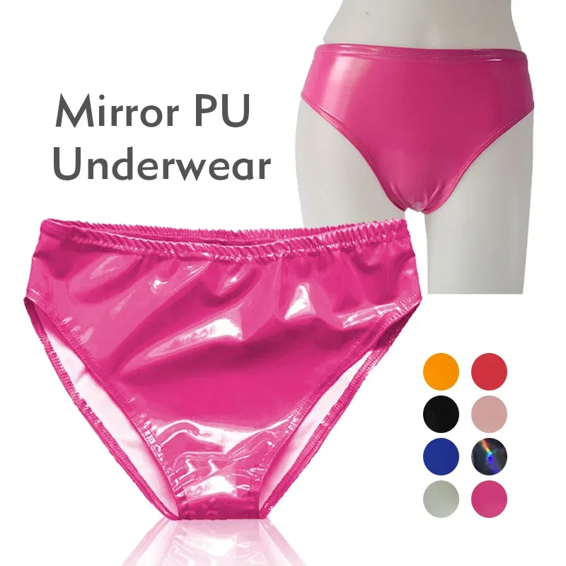 Men Sexy Latex Glossy Briefs Underwear Pvc Leather Underpants Women Patent Leather Erotic Lingerie Thongs Sissy Panties — image 10