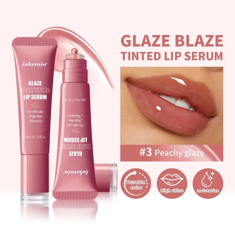 Tinted Lip Serum Glaze Moisturizing High Shine Durable Color Hydrating Lip Care Dewy Peachy Non-Sticky Lip Treatment Soft Makeup — image 2