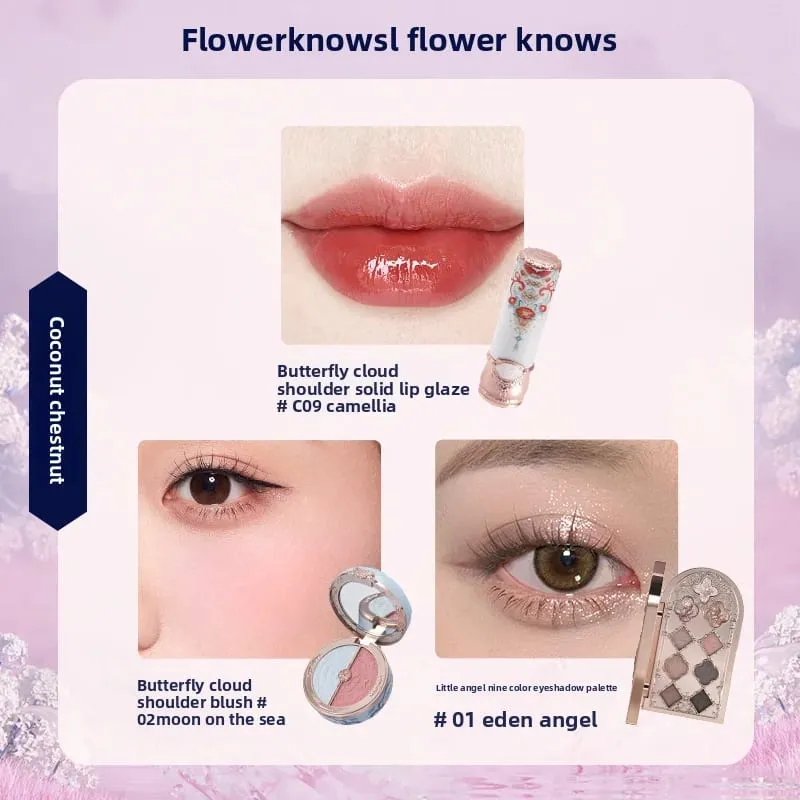 Flowerknows Gift Box Zestaw do makijażu Little Angel Full Box Lip Glaze Róż do policzków Biżuteria w kształcie kwiatka Poznaj zestaw prezentów urodzinowych — image 13