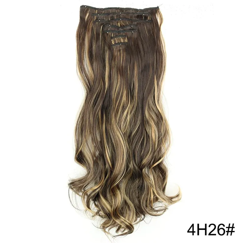 Long Straight 16 Clip In Synthetic Hair Extensions 7Pcs/Set Natural Blonde Heat Resistant Hairpieces For Women — image 20