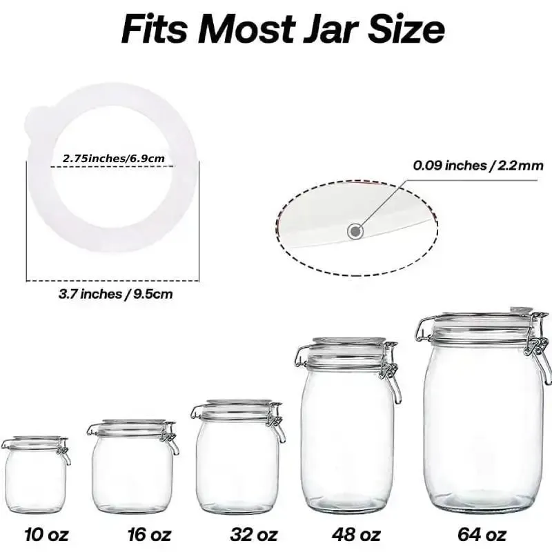 5pcs Silicone Jar Gasket Replacement Rings Airtight Rubber Seals for Glass Clip Top Canning Jars Storage Containers Leakproof