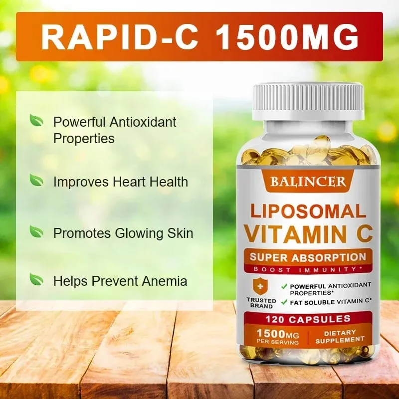 Liposomal Vitamin C 1500mg High Absorption Vitamin C Immune System & Collagen High Potency Fat Soluble Ascorbic Acid Supplement