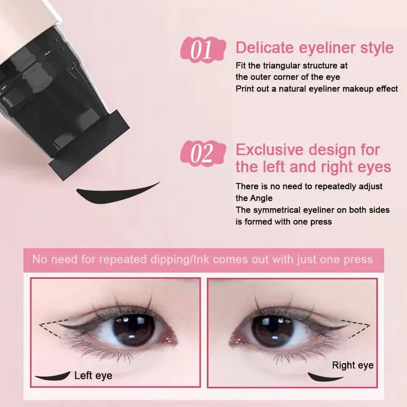 DIY Rotate Eyeliner Stamp Integrated Black Brown Dual-Tip Eyeliner Wing Stencil Waterproof Smudge-Proof Long Lasting Liquid Pen