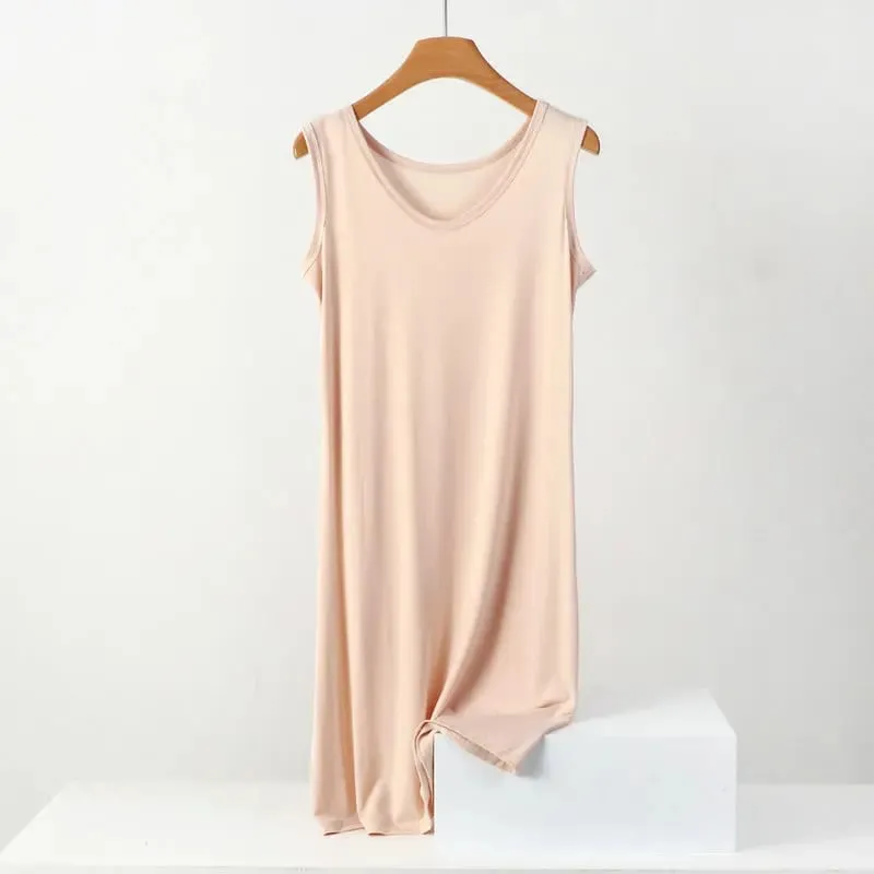 Summer Modal Sleeveless Dress Solid color Tank dress Large size 8XL Mid-Length Bottoming Cami dresses All match — image 13