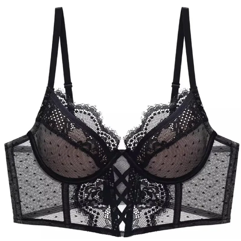 Push Up Spets Underkläder Set för kvinnor Sheer Chemise med mjuk bygel BH Fishbone Teddy Sexig Bröllopsbröllop Smekmånad Outfit S-XL — image 1