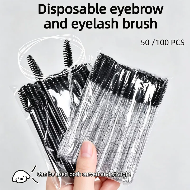 Bagong 50/100pcs Microbrush para sa Eyelashes Brush Crystal Spoolie Brushes Eyebrow Comb Makeup Beauty Tool para sa Eyelashes HZS24 — image 3