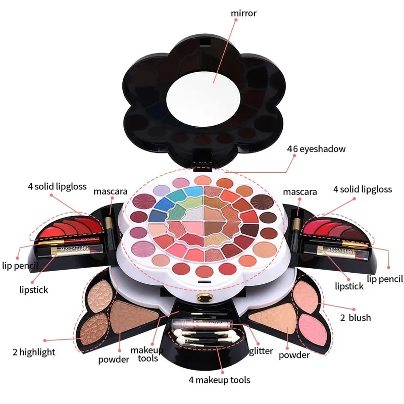 Bestselling All-in-One Makeup Case Kit Eyeshadow Lipstick Blush Highlight Palette Long Lasting Portable Complete Cosmetic Set — image 5