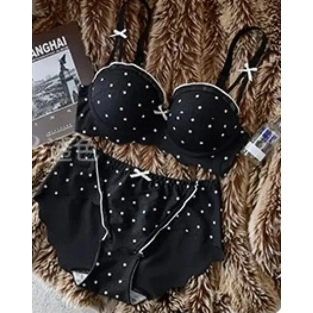 Women Lace Half Cup Bra & Panty Set Push Up Small Bust Gathering Anti Sag Support Chic Back Comfort Lingerie Underwear セクシーな — image 7