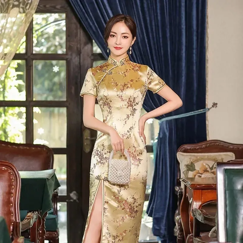 패션 의류 파티 빈티지 캐주얼 여름 우아한 중국어 번체 의류 Cheongsam 중국어 드레스 Qipao 민족 스타일