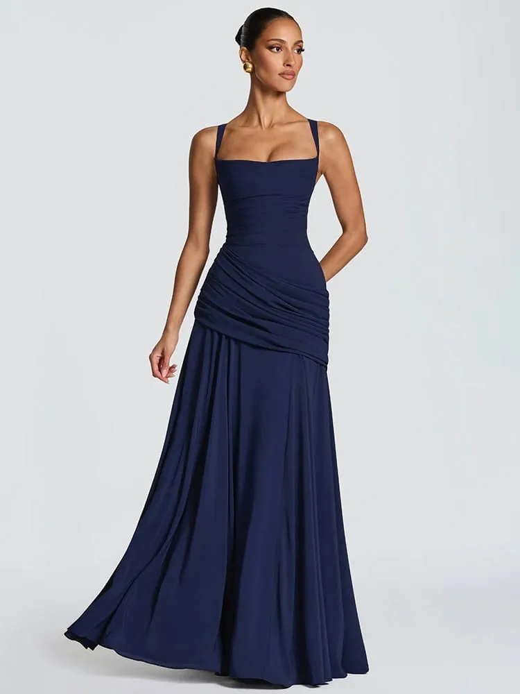 Mozision sexy maxi šaty bez ramínek bez ramínek Bodycon Ruched Club Party Dlouhé šaty Dámské — image 6