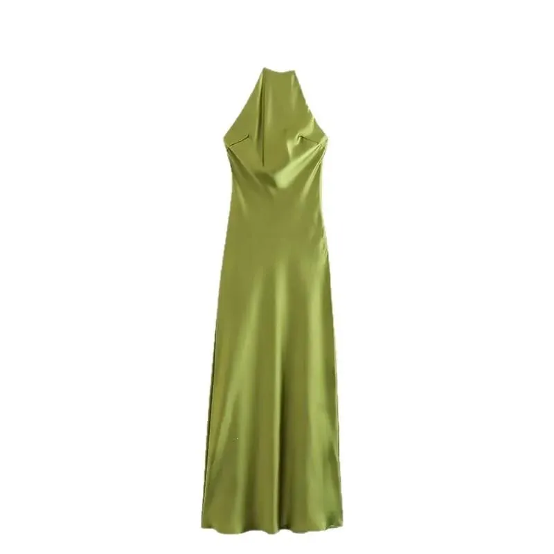 Silk Satin Feel Strapless Gown Long Street Style Floral Print Polyester Fabric No-Waist Design Summer 2025 Women's Dress — image 6