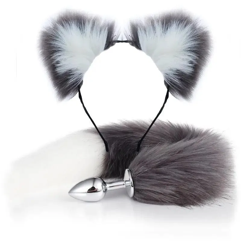 40cm Fox Tail anální kolík plyšové kočičí uši Čelenky Set anální kolík do ocasu Erotické Cosplay Sexuální hračky Ženy Anální masturbace