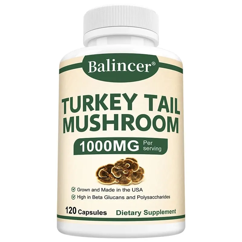 Turkey tail mushroom supplement capsules enhance immunity intestinal immune health metabolism