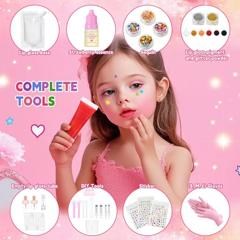 Lip Gloss Base Set Lip Gloss Making Kit Diy Lip Gloss Kit Moisturizing Nourish for Girl Kids Gifts Lip Gloss Pack Set Cosmetics