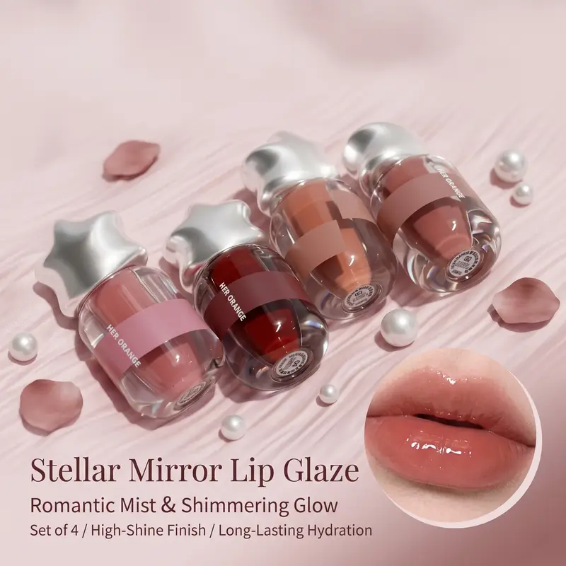 Herorange Glossy Lip Watery Mirror Finish Hydrating Sheer Lip Tint Youthful Nude Makeup — image 1