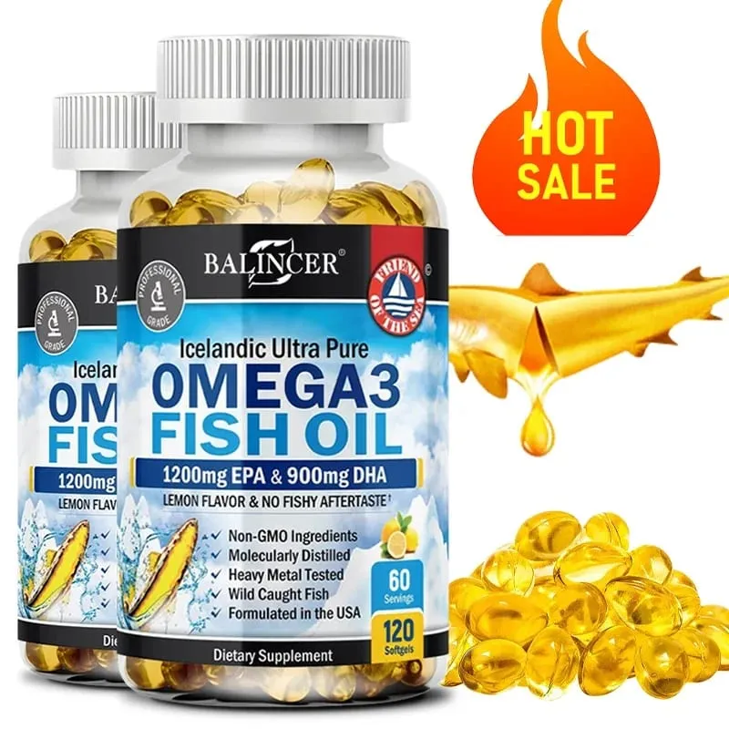 Fish Oil Omega 3 Contains EPA 1200mg & DHA 900mg - for Joints Eyes Cognitive Supplement Non-GMO Gluten Free — image 1