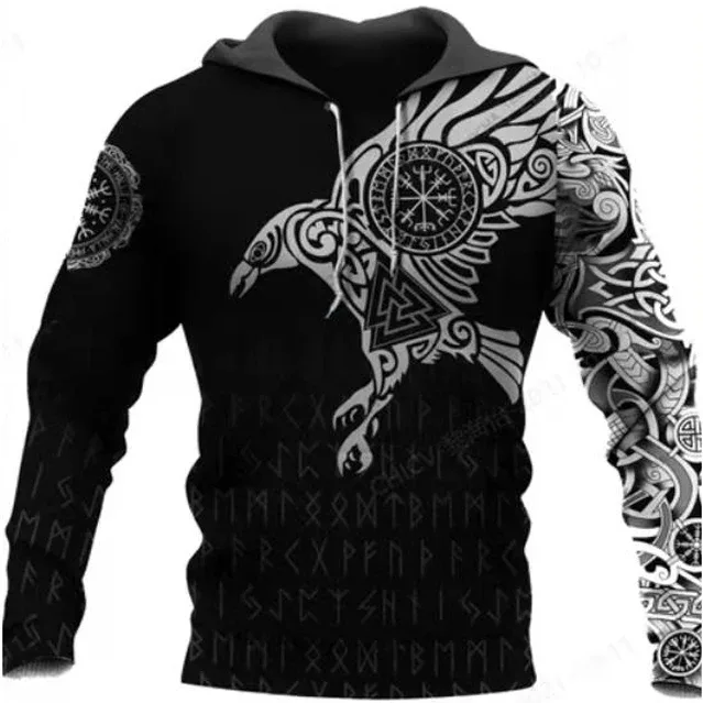 2024 New Hoodie 3d Viking Harajuku Print Pullover Men's Hooded Sweatshirt Oversized Vintage Male Clothing Fall Long Sleeve — image 8
