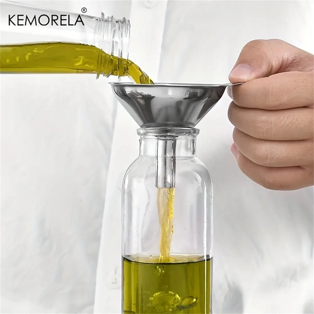 3PCS Stainless Steel Silver Funnel Kitchen Oil Spill Dispenser Wine Leak Tool Kitchen Funnel Drain Tool — image 2