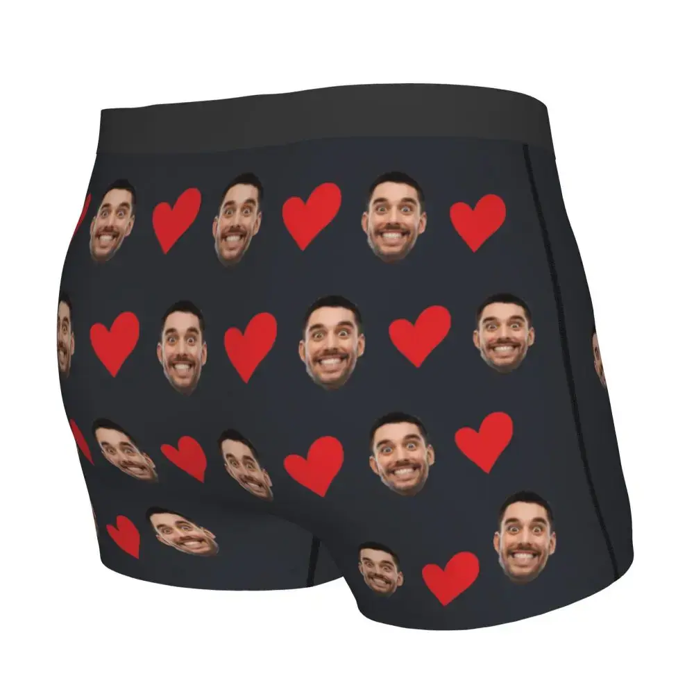 Personalized Face Photo Underwear Custom Heart Boxer Briefs Men Briefs Gift For Husband Anniversary Gift for Dad