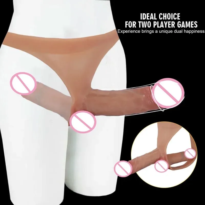 Silikon Double Penis Dildo Memakai Celana Kontol Realistis Penis Mainan untuk Pasangan Lesbian Tali Masturbasi Mainan Seks Dewasa
