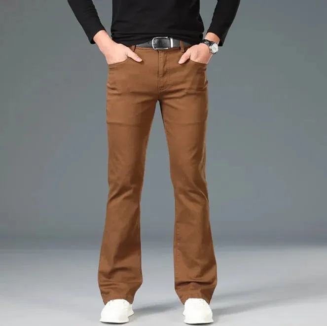 Smoke Gray Flared Jeans Of The 1980s Men High Waisted Wide Boot Cut Pants Wde Leg Denim Trousers — image 11