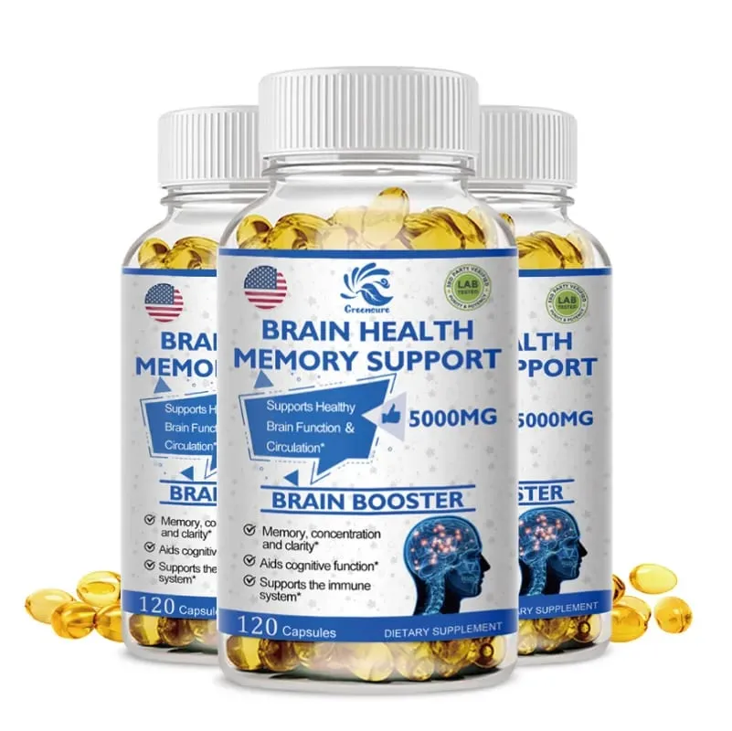 Brain Capsules with Ginkgo Biloba B6 Memory Focus Intelligence Brain Function Health