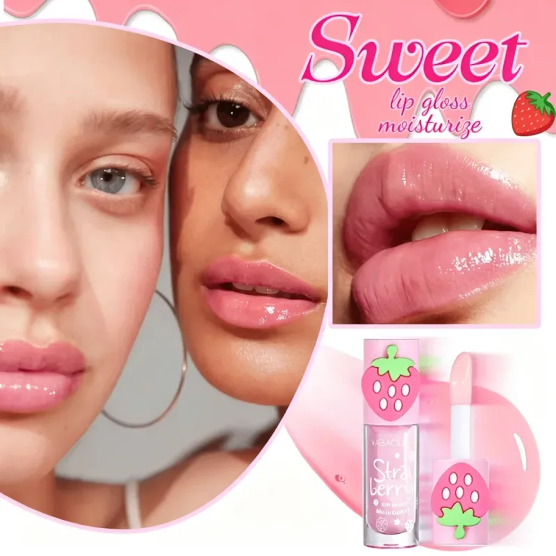 Cute Strawberry Shape Lip Oil Sweet Moisturizing Plumper Lip Gloss Hydrating Nourishing Clear Lip Oil Repair Dry Lips Makeup Lip — image 4