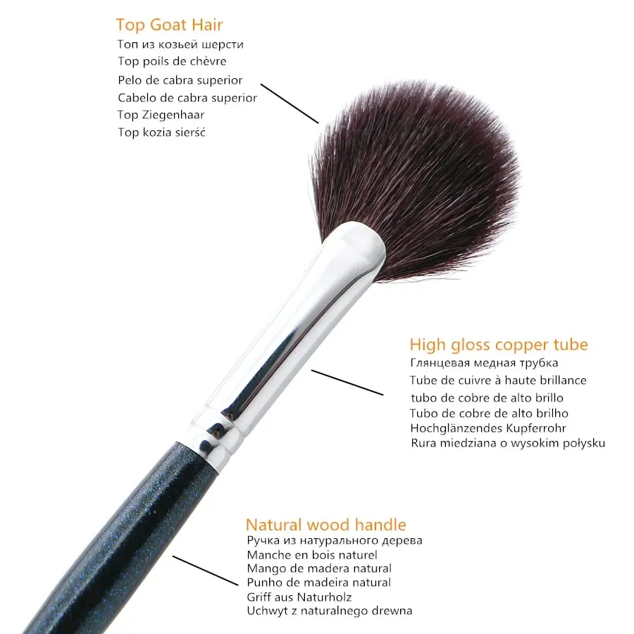Fan Highlighter Brushes Makeup Top Goat Hair High Quality Blender Make Up Brush — image 3